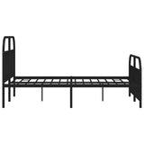 Metal Bed Frame without Mattress with Footboard Black 135x190 cm - Close-Up Angle