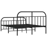 Metal Bed Frame without Mattress with Footboard Black 135x190 cm - Low Angle