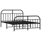 Metal Bed Frame without Mattress with Footboard Black 150x200 cm - Side View