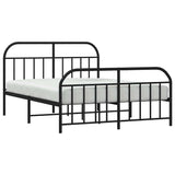 Metal Bed Frame without Mattress with Footboard Black 150x200 cm - 45-Degree Angle