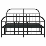Metal Bed Frame without Mattress with Footboard Black 150x200 cm