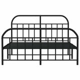 Metal Bed Frame without Mattress with Footboard Black 150x200 cm - Rear View