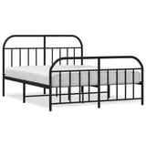 Metal Bed Frame without Mattress with Footboard Black 183x203 cm King - Front View