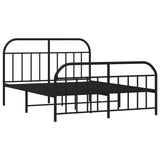 Metal Bed Frame without Mattress with Footboard Black 183x203 cm King