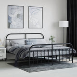 Metal Bed Frame without Mattress with Footboard Black 183x203 cm King - Top-Down View