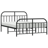 Metal Bed Frame without Mattress with Footboard Black 183x203 cm King - 45-Degree Angle