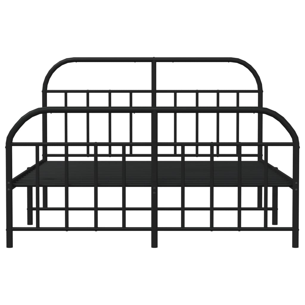 Metal Bed Frame without Mattress with Footboard Black 183x203 cm King