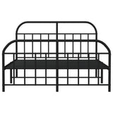 Metal Bed Frame without Mattress with Footboard Black 183x203 cm King - Rear View