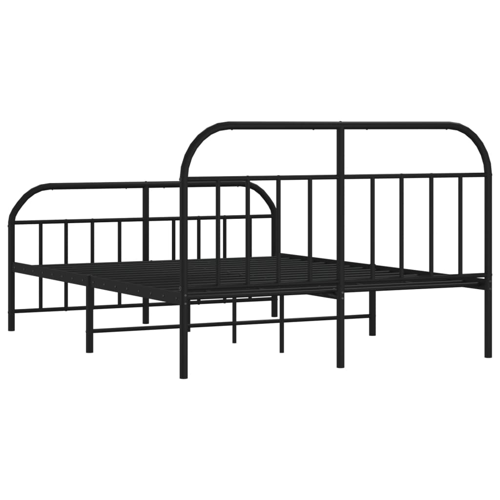 Metal Bed Frame without Mattress with Footboard Black 183x203 cm King