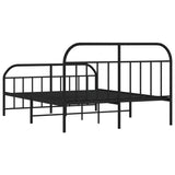 Metal Bed Frame without Mattress with Footboard Black 183x203 cm King - Low Angle