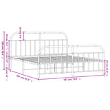 Metal Bed Frame without Mattress with Footboard Black 183x203 cm King - Extra Image