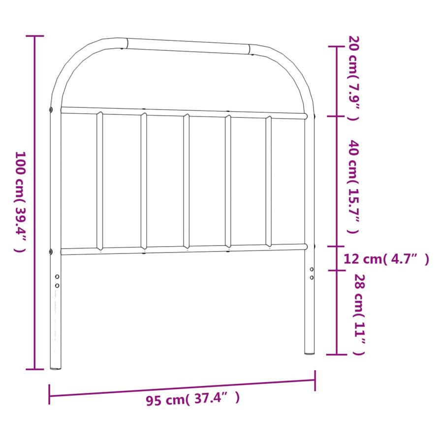 Metal Replace Headboard Black 90 cm