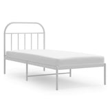Metal Bed Frame without Mattress with Headboard White 90x190 cm
