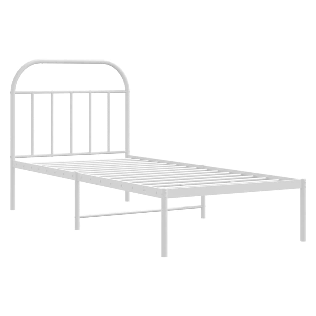 Metal Bed Frame without Mattress with Headboard White 90x190 cm
