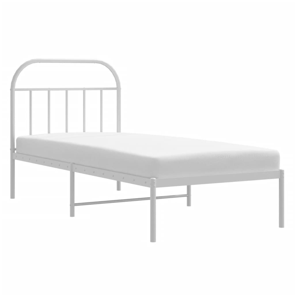 Metal Bed Frame without Mattress with Headboard White 90x190 cm