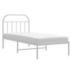 Metal Bed Frame without Mattress with Headboard White 90x190 cm
