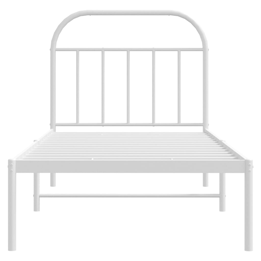 Metal Bed Frame without Mattress with Headboard White 90x190 cm