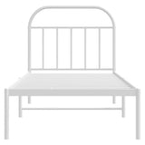 Metal Bed Frame without Mattress with Headboard White 90x190 cm - Rear View