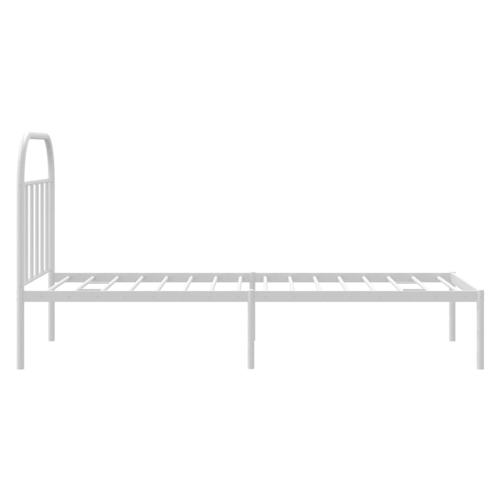 Metal Bed Frame without Mattress with Headboard White 90x190 cm