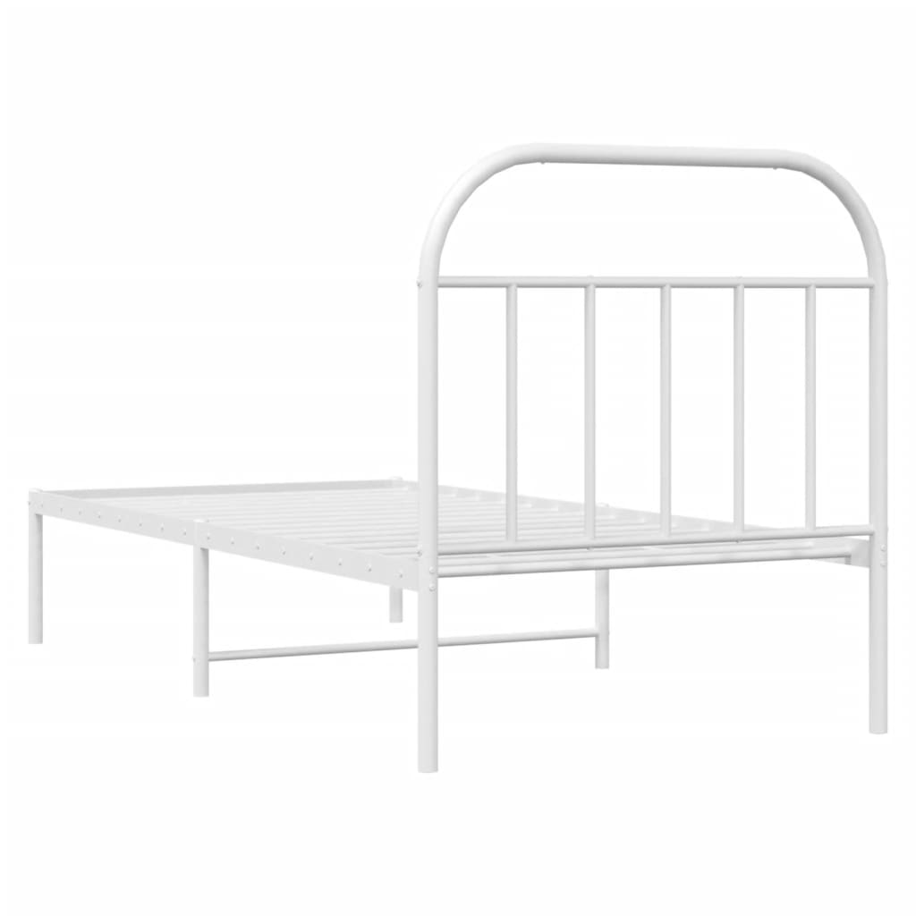 Metal Bed Frame without Mattress with Headboard White 90x190 cm