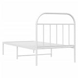 Metal Bed Frame without Mattress with Headboard White 90x190 cm