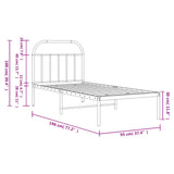 Metal Bed Frame without Mattress with Headboard White 90x190 cm