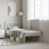 Metal Bed Frame without Mattress with Headboard White 90x190 cm