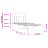 Metal Bed Frame without Mattress with Headboard White 107x203 cm King Single