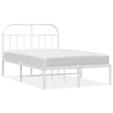 Metal Bed Frame without Mattress with Headboard White 135x190 cm - Front View