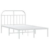 Metal Bed Frame without Mattress with Headboard White 135x190 cm - Side View