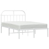 Metal Bed Frame without Mattress with Headboard White 135x190 cm