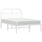 Metal Bed Frame without Mattress with Headboard White 135x190 cm