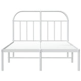 Metal Bed Frame without Mattress with Headboard White 135x190 cm