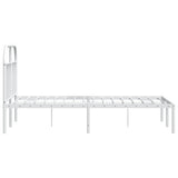 Metal Bed Frame without Mattress with Headboard White 135x190 cm - Close-Up Angle