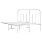 Metal Bed Frame without Mattress with Headboard White 135x190 cm - Low Angle