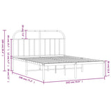 Metal Bed Frame without Mattress with Headboard White 135x190 cm - Extra Image