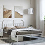 Metal Bed Frame without Mattress with Headboard White 135x190 cm