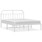 Metal Bed Frame without Mattress with Headboard White 150x200 cm