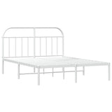Metal Bed Frame without Mattress with Headboard White 150x200 cm - Side View