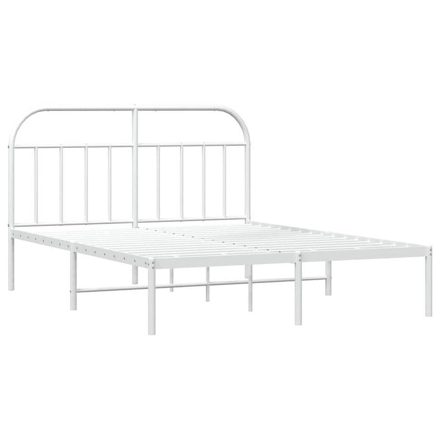 Metal Bed Frame without Mattress with Headboard White 150x200 cm