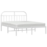Metal Bed Frame without Mattress with Headboard White 150x200 cm - 45-Degree Angle