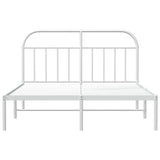 Metal Bed Frame without Mattress with Headboard White 150x200 cm - Rear View