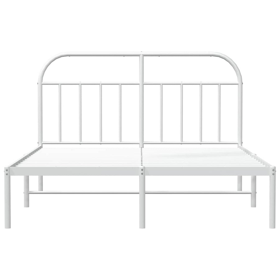 Metal Bed Frame without Mattress with Headboard White 150x200 cm