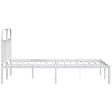 Metal Bed Frame without Mattress with Headboard White 150x200 cm - Close-Up Angle