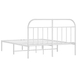 Metal Bed Frame without Mattress with Headboard White 150x200 cm - Low Angle