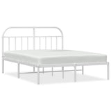 Metal Bed Frame without Mattress with Headboard White 183x203 cm King - Front View