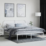 Metal Bed Frame without Mattress with Headboard White 183x203 cm King - Top-Down View