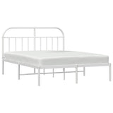 Metal Bed Frame without Mattress with Headboard White 183x203 cm King - 45-Degree Angle