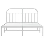 Metal Bed Frame without Mattress with Headboard White 183x203 cm King