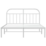 Metal Bed Frame without Mattress with Headboard White 183x203 cm King - Rear View